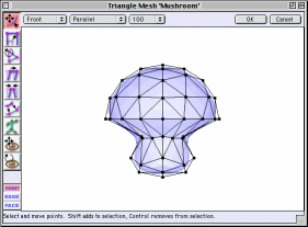 Editing a triangle mesh of a mushroom.